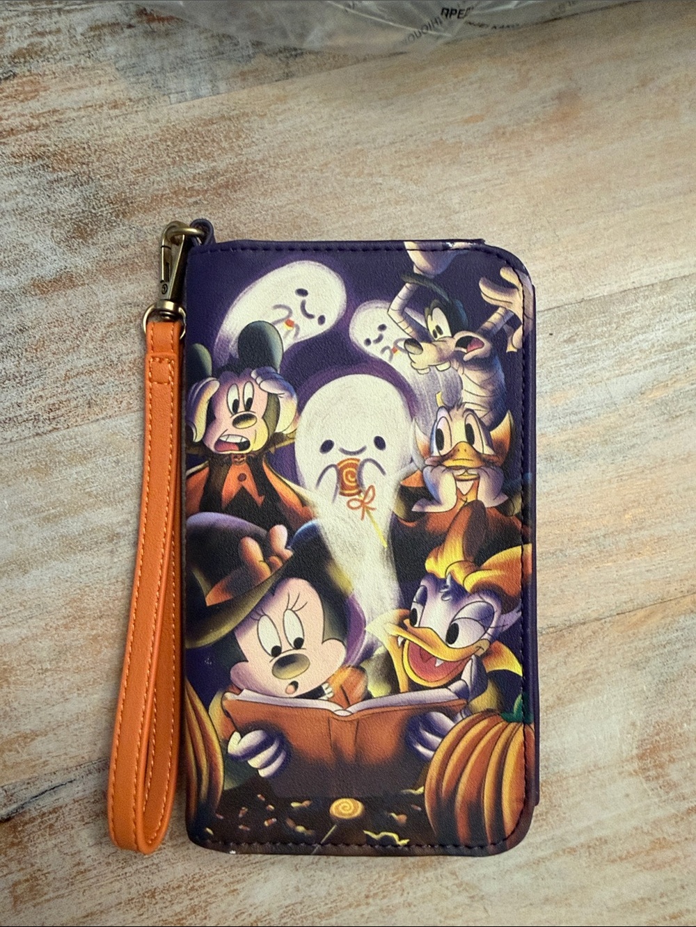 Halloween Cartoon Character Wallet Wristlet - Purple & Orange